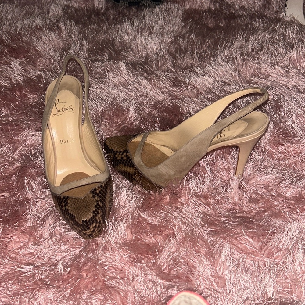 Beige Snakeprint Louboutin Heels